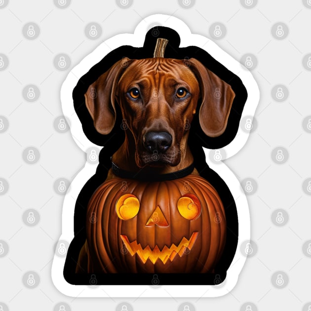 Funny Pumpkin Rhodesian ridgeback Halloween Sticker by NatashaCuteShop